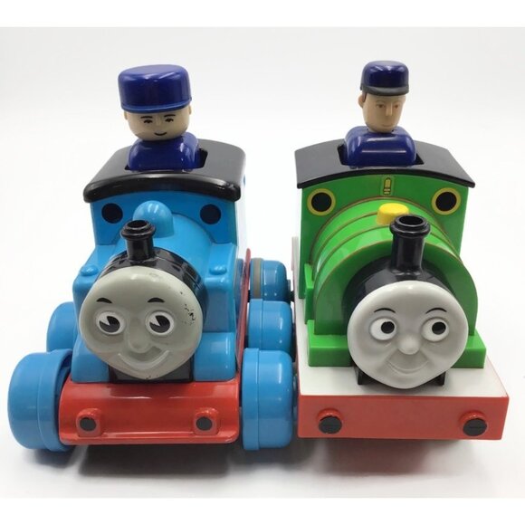 2 Tomy Push Down N Go Thomas the Tank and Percy Train Engine Lot Vintage 2004 - Picture 2 of 11